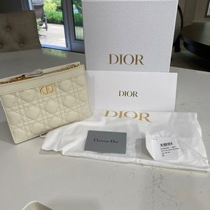 Dior Calfskin Caro zipped Pouch in Latte